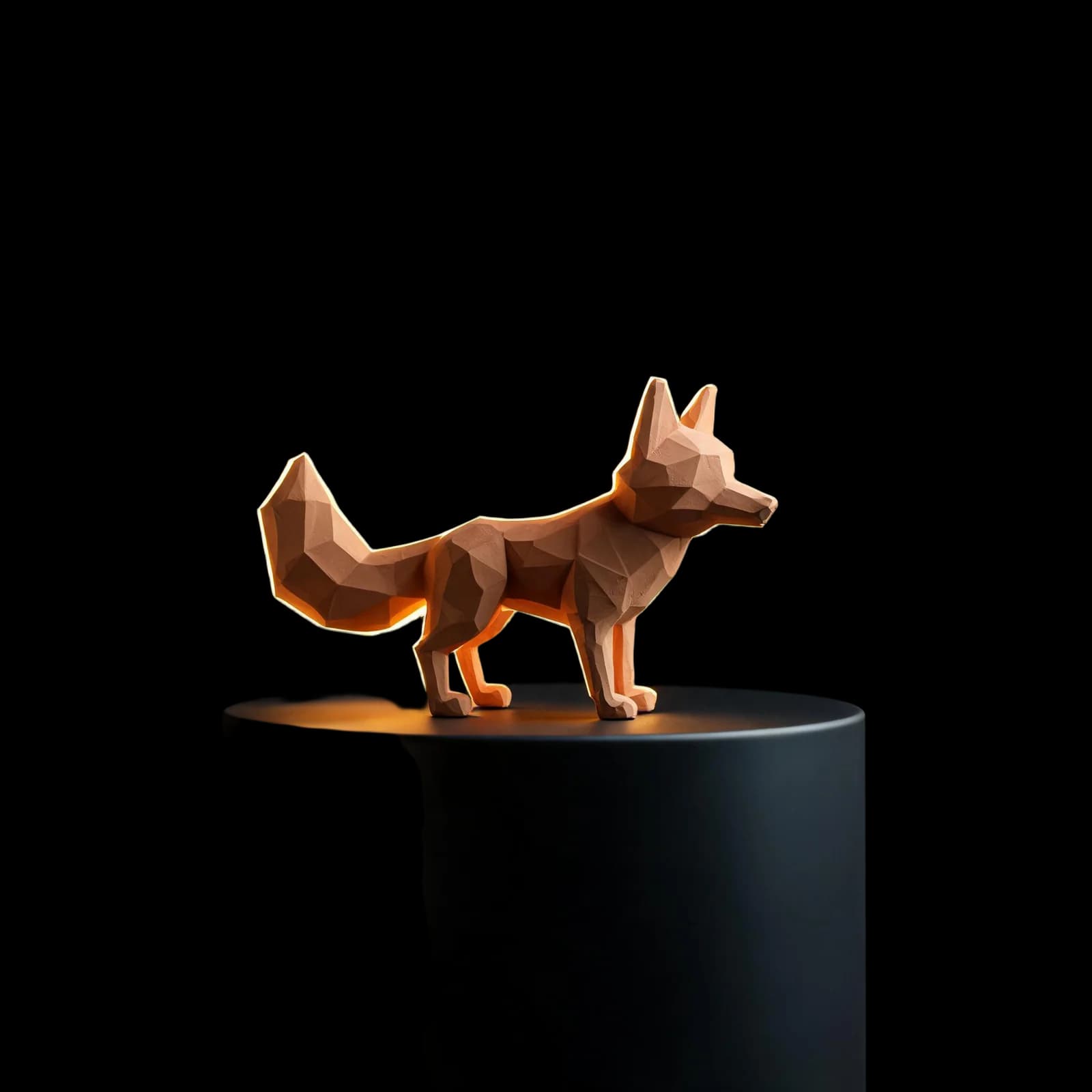 The same fox figurine as a transparent PNG cutout on a checkerboard, the real output from the Standard engine
