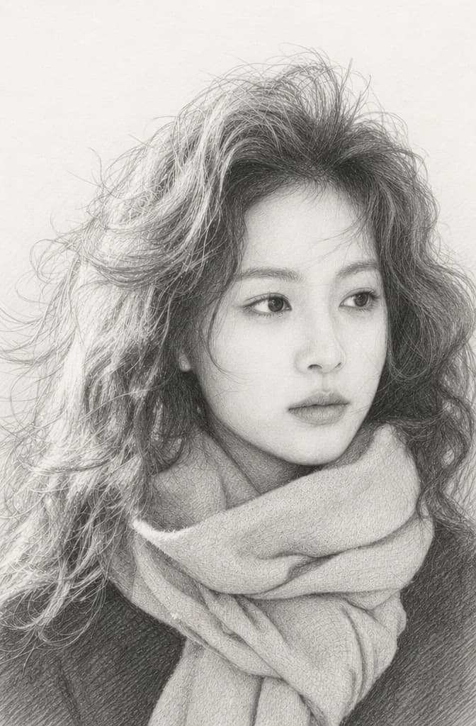 The same portrait redrawn with the Pencil Sketch AI photo filter